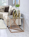 Tralen End Table, Brushed Copper & Clear Glass